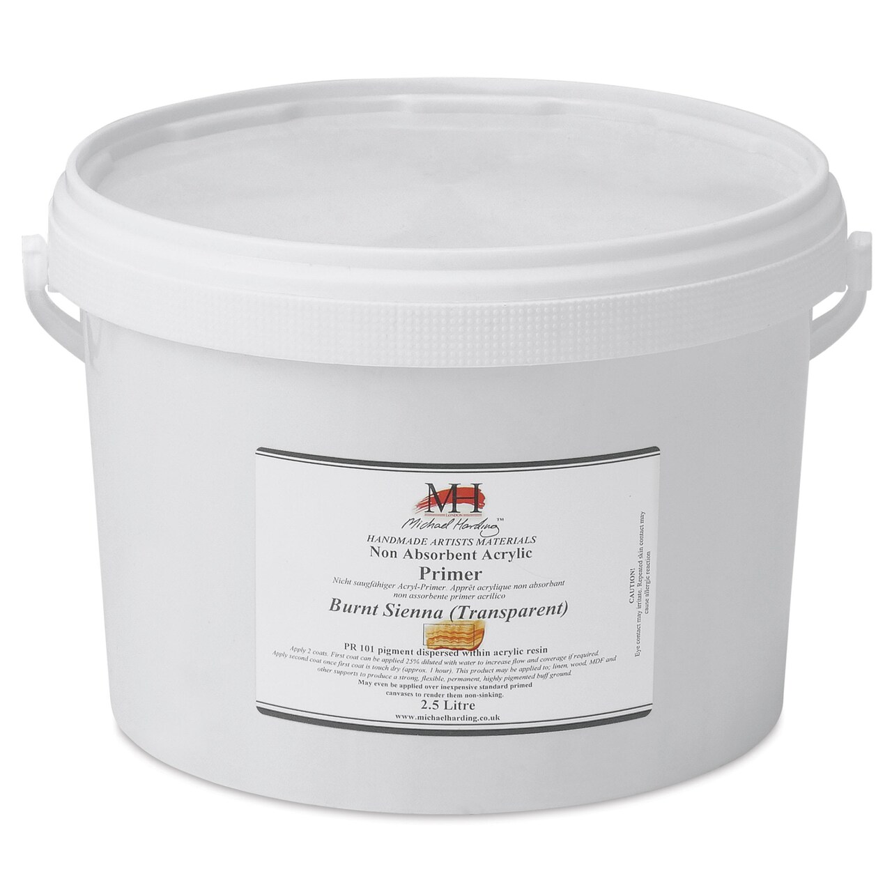 Michael Harding Non-Absorbent Acrylic Primer - Burnt Sienna (Transparent), 2.5 Liter, Bucket
